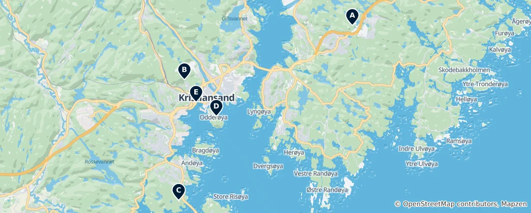 Mapa Kristiansand Essentials