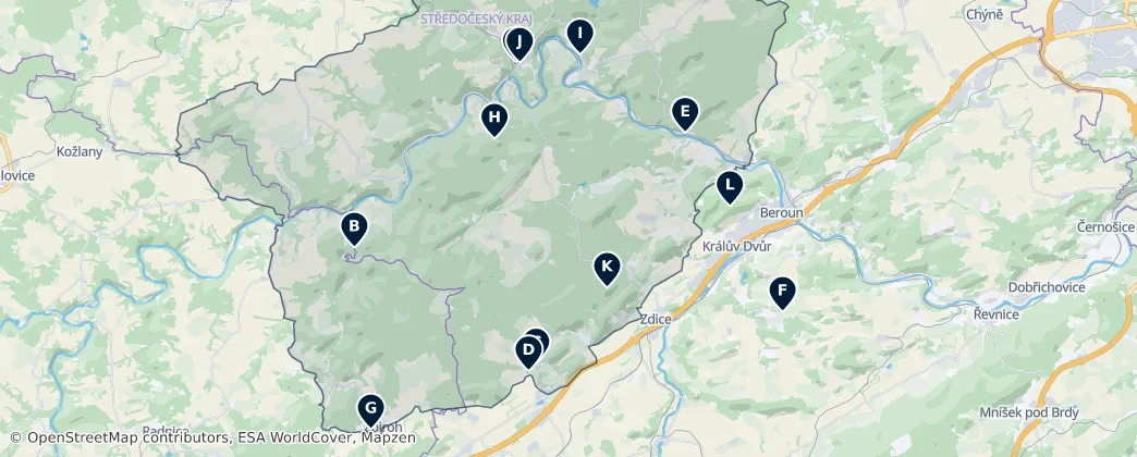 Křivoklátská vrchovina Essentials — Mappa
