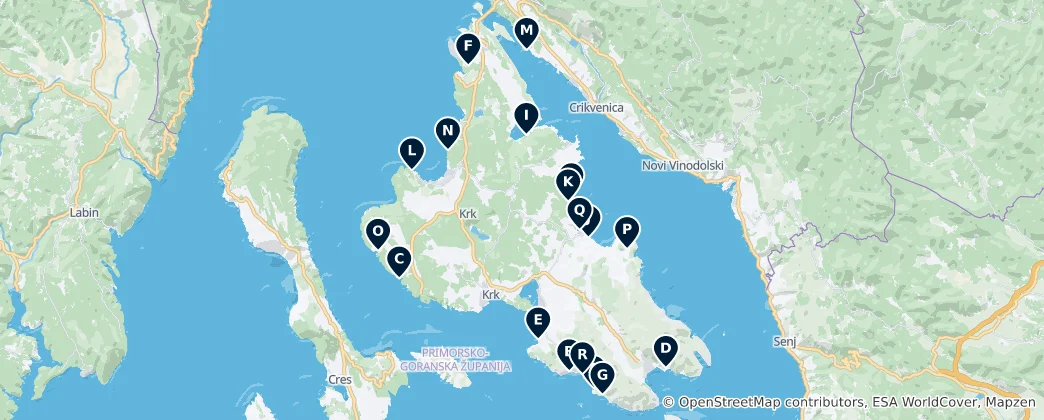 Mappa di Croatian Beaches