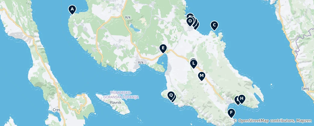 Karte von Krk Outdoor-Abenteuer