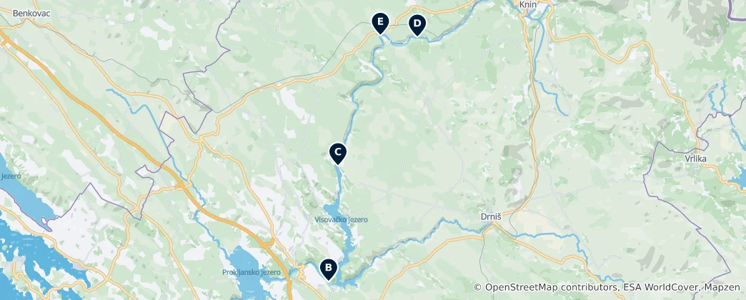 Map of Krka Waterfalls