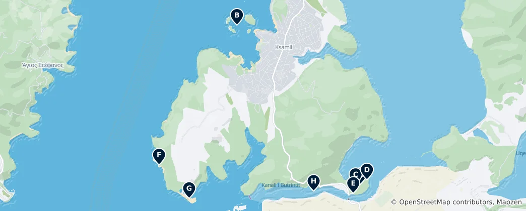 Mapa Ksamil's Essential Treasures