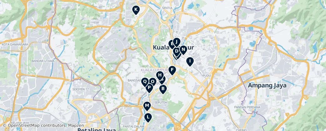 Map of Spiritual Landmarks of Kuala Lumpur