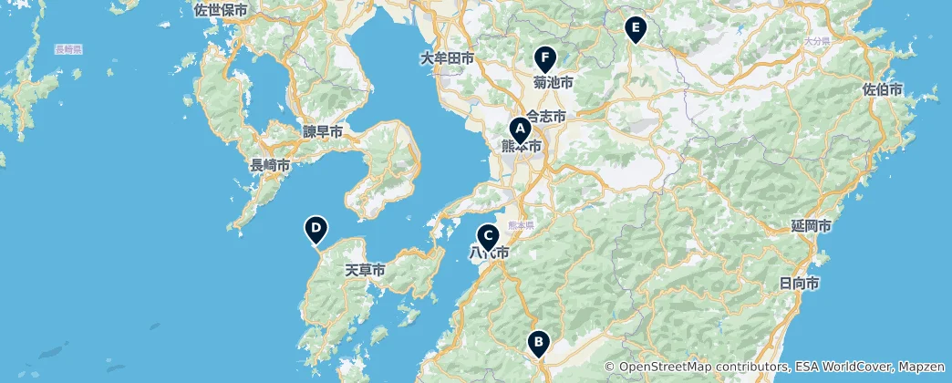 Mapa Kumamoto Castles