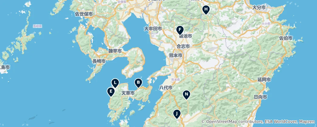 Carte de Kumamoto Hot Springs Guide