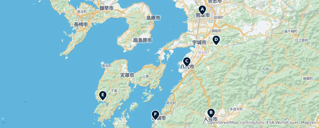 Mapa Kumamoto Parks and Gardens