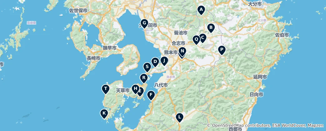 Mappa di Kumamoto Viewpoints