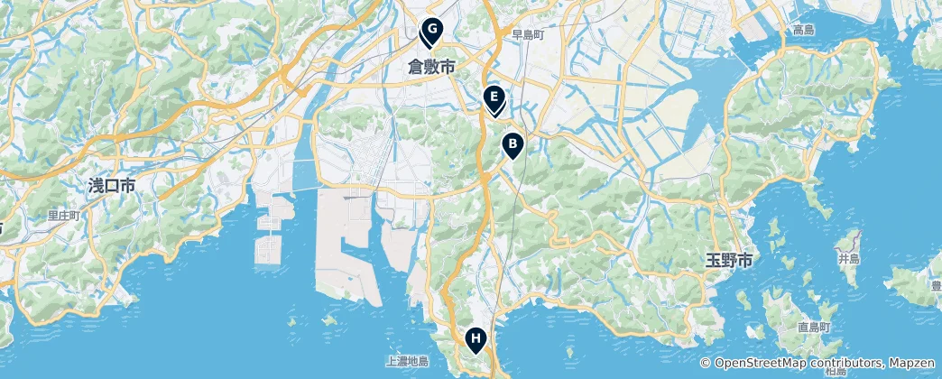 Kaart van Kurashiki Unmissables