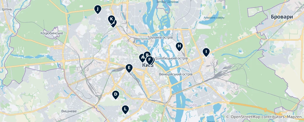 Mappa di Kyiv Museums and Galleries