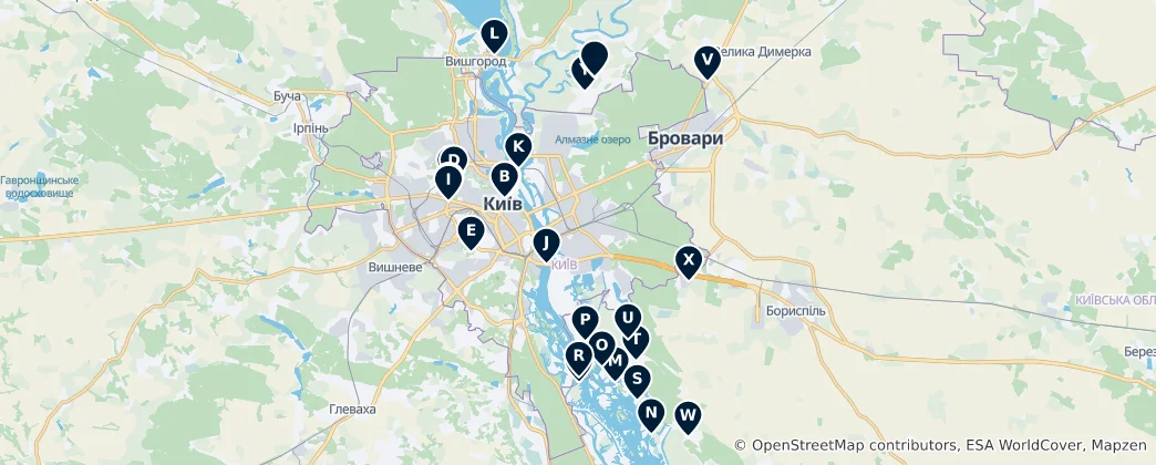 Mappa di Kyiv's Historical Landmarks