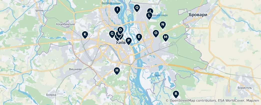 Karte von Kyiv's Sacred Sites