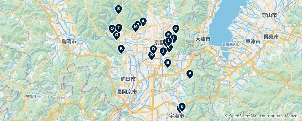 Mappa di Temples and Shrines of Japan