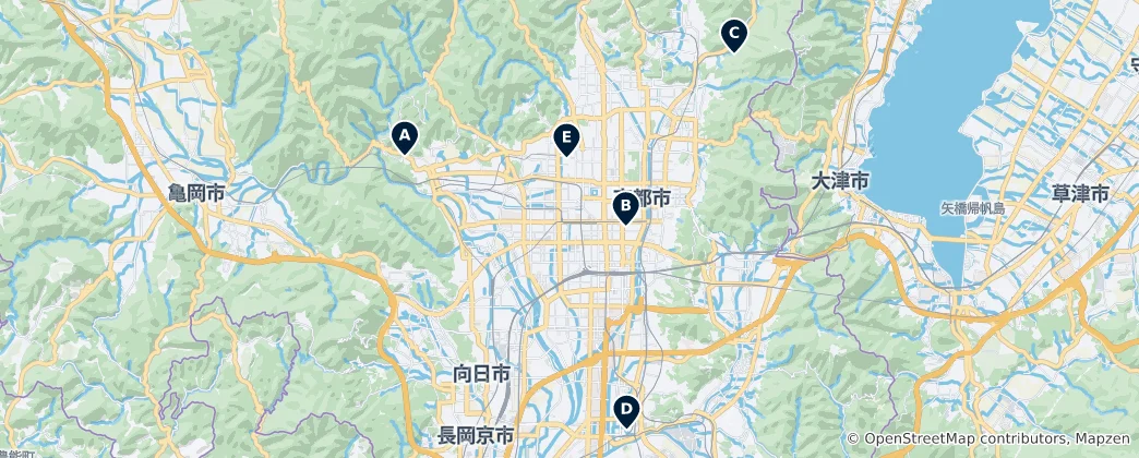 Mappa di Le perle nascoste di Kyoto