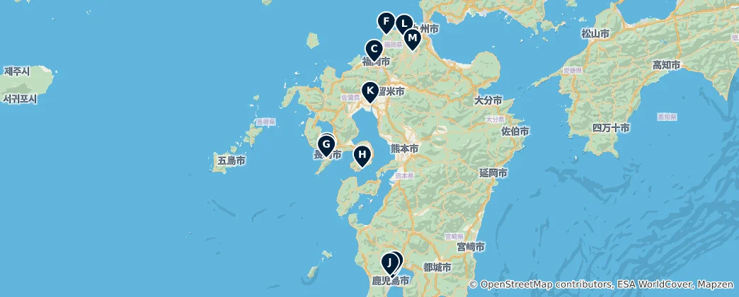 Map of Kyushu Heritage Sites