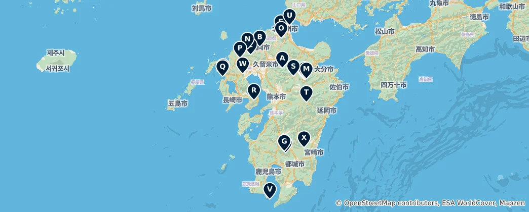 Map of Kyushu's Best Viewpoints and Peaks