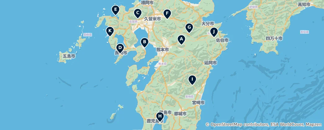 Map of Kyushu's Natural Wonders