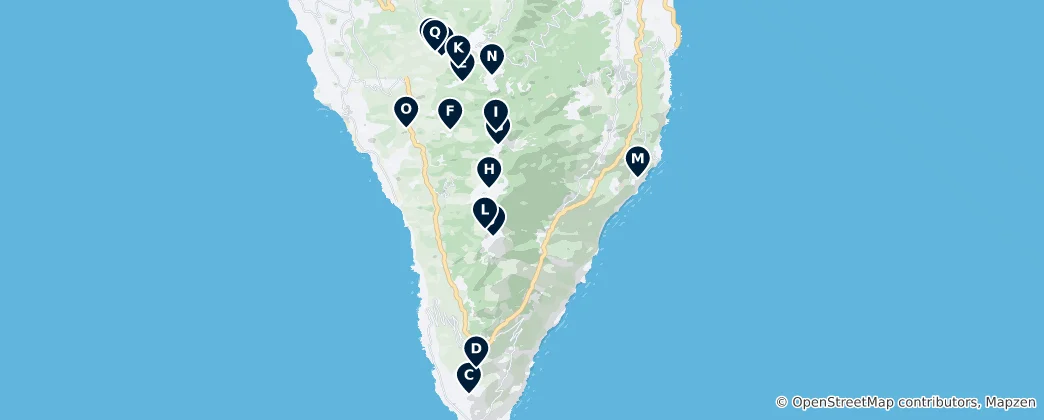 Mapa Sopky na La Palmě