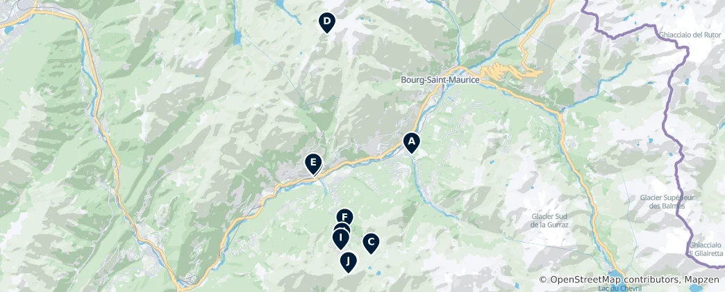 Map of La Plagne Tarentaise Essentials