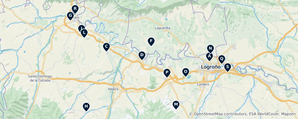 Mapa Top Wineries & Wine Shops