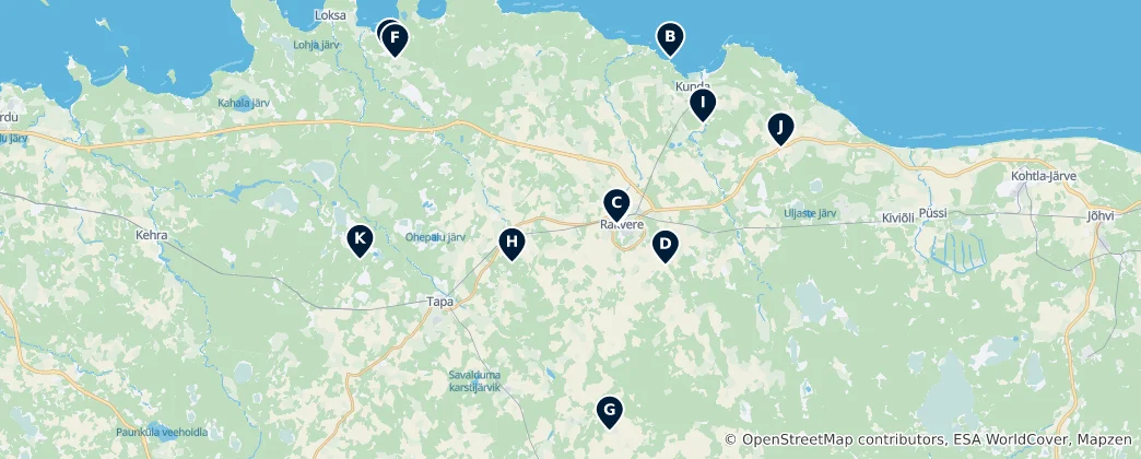 Map of Hidden Gems of Lääne-Viru