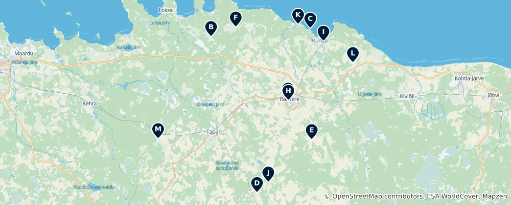Map of Top Sights in Lääne-Viru