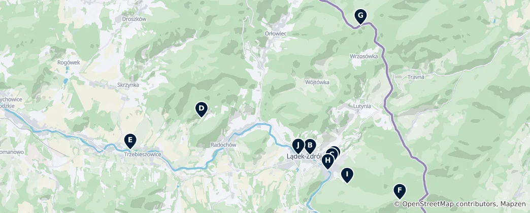 Map of gmina Lądek-Zdrój Essentials