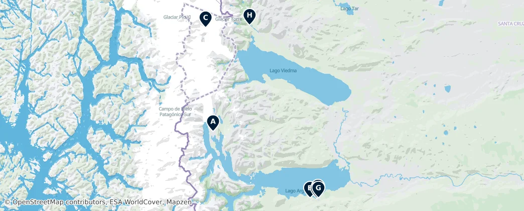 Map of Hidden Gems of Patagonia