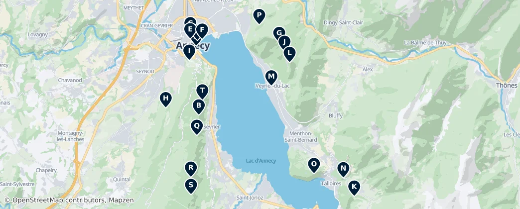 Mapa Lake Annecy Parks and Views