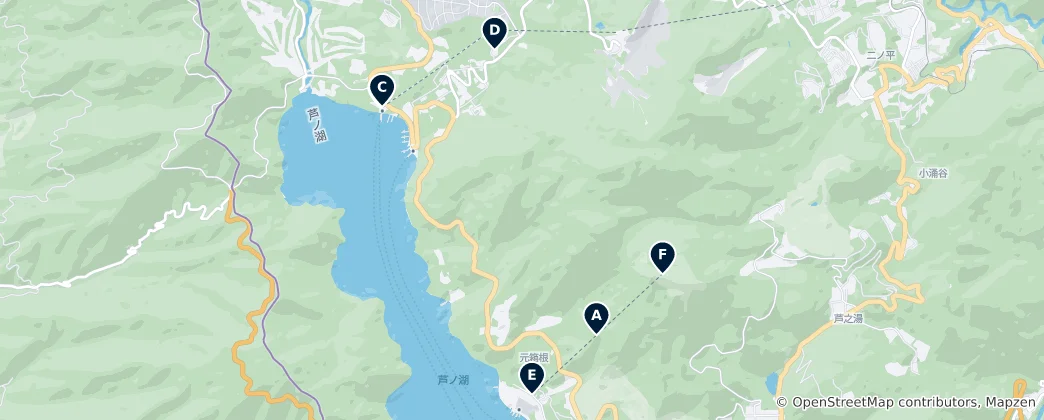 Mappa di Hakone Ropeways & Stations