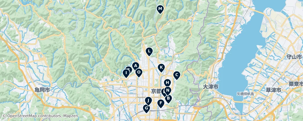 Map of Temples and Shrines of Kyoto