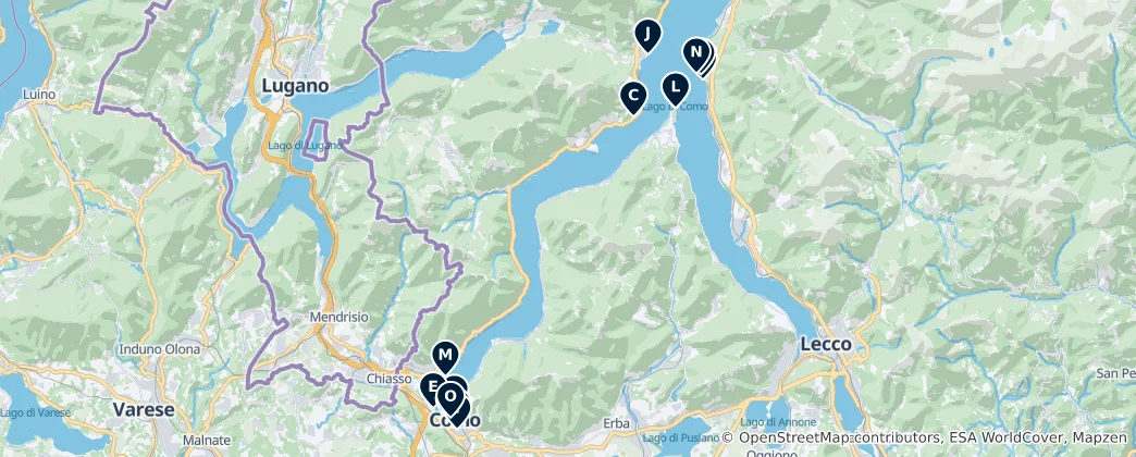 Map of Lake Como's Absolute Essentials