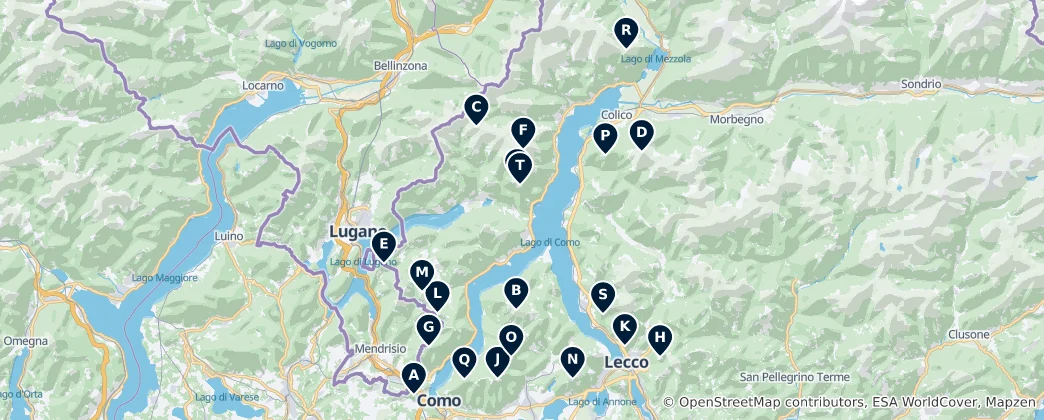 Map of Lombardy Peaks and Viewpoints