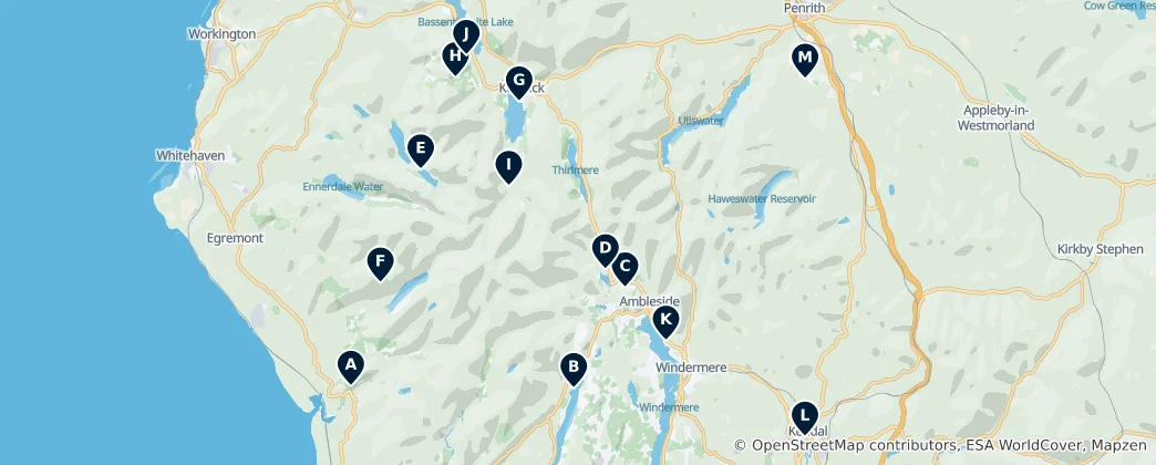 Mappa di Lake District Highlights