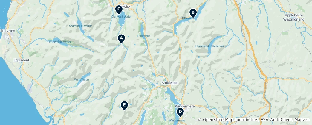 Mapa de Outdoor Adventures in the Lake District