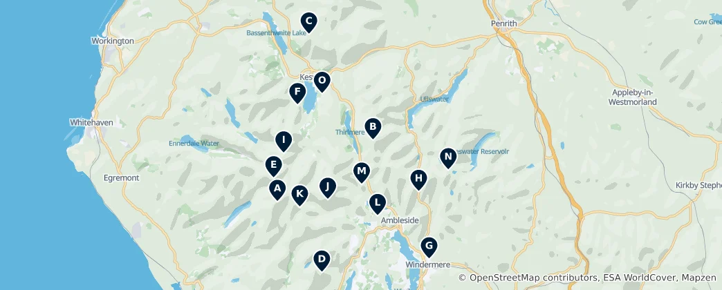 Mapa Peaks and Passes