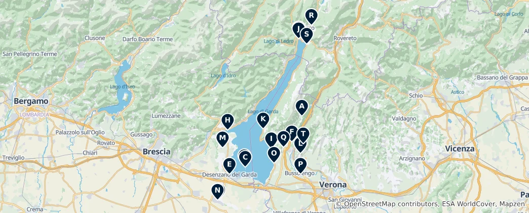 Karte von Historische Kirchen am Gardasee