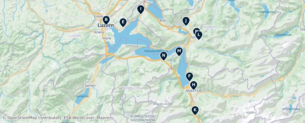 Map of Sacred Sites of Switzerland