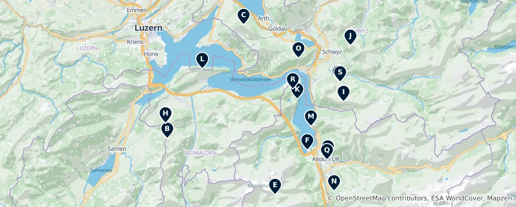 Mapa Scenic Viewpoints and Guideposts