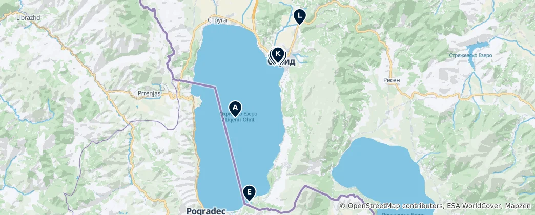 Karte von Lake Ohrid's Essential Treasures