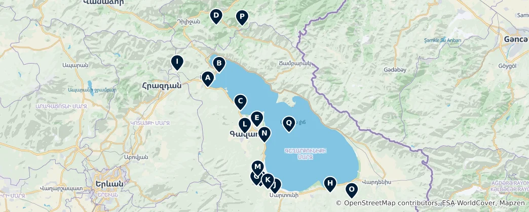 Térkép: Lake Sevan: Essential Treasures