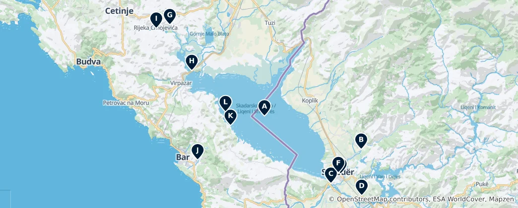 Mappa di Lake Skadar Essentials
