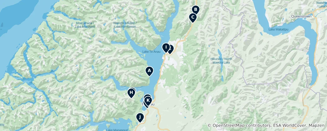 Mappa di Lake Te Anau Essentials