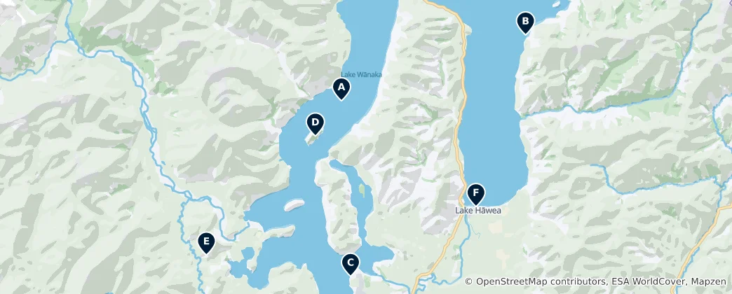 Map of Lakeside Attractions in Wānaka