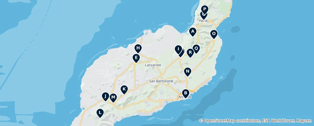 Mapa Lanzarote's Sacred Sites