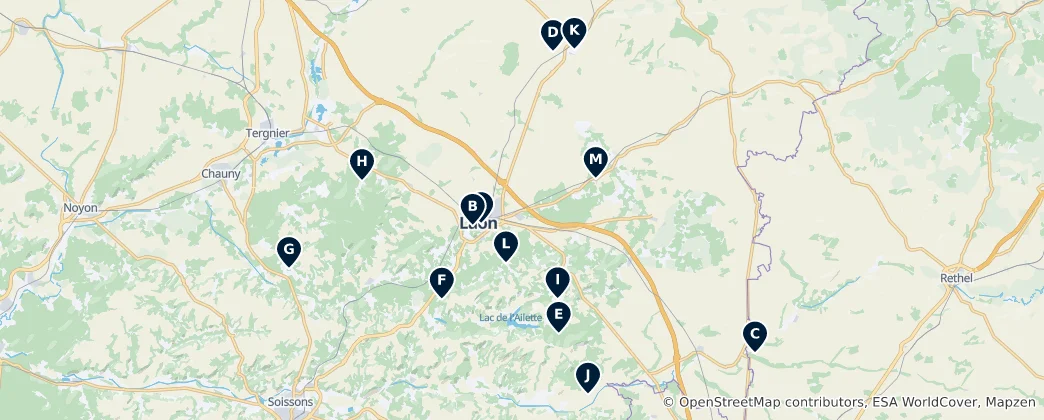 Mappa di Religious Sites in Aisne