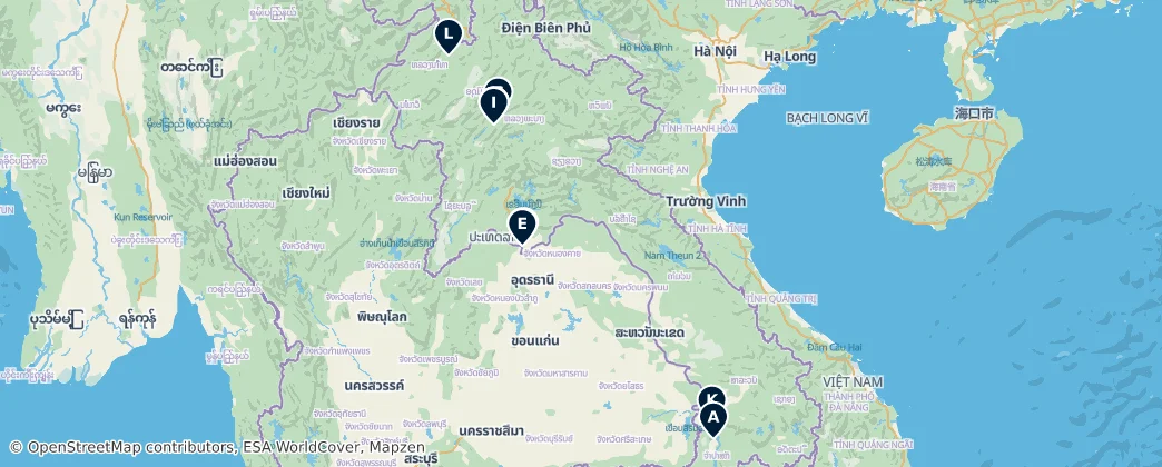 Sacred Buddhist Sites of Laos — Map