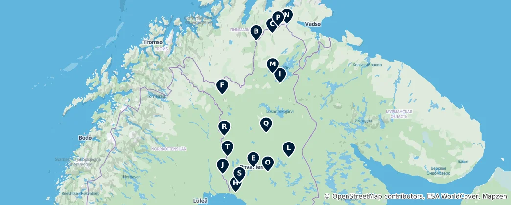 Karte von Lapland's Sacred Sites