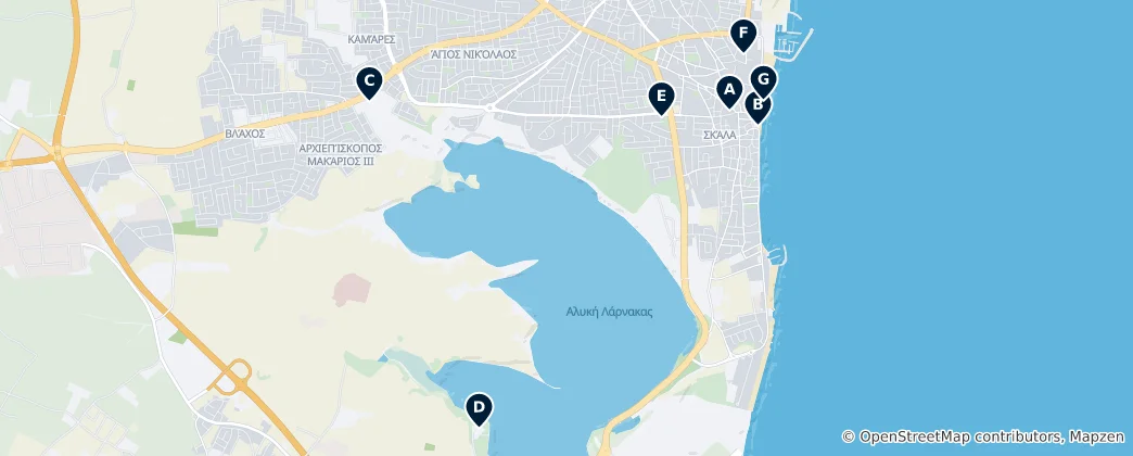 Map of Larnaka Highlights