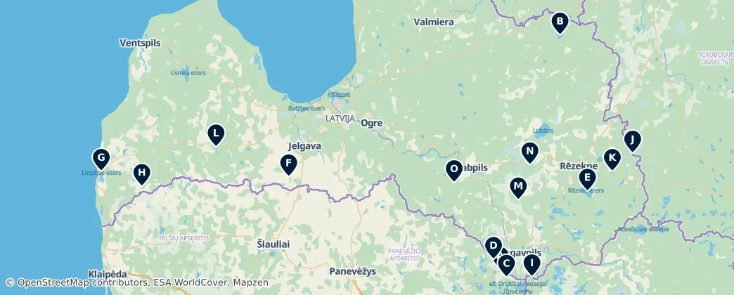 Map of Lakes and Wetlands of the Baltics