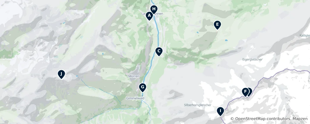 Mapa Co warto zobaczyć w Lauterbrunnen